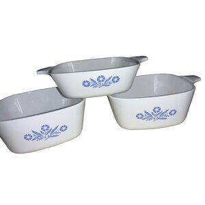 Corning Ware Blue Cornflower 22 Ounce Dishes and Petite Pan